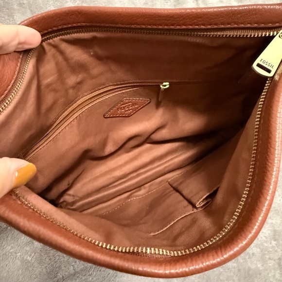 Fossil Brown Leather Crossbody Bag Purse adjustable straps - Picture 4 of 10